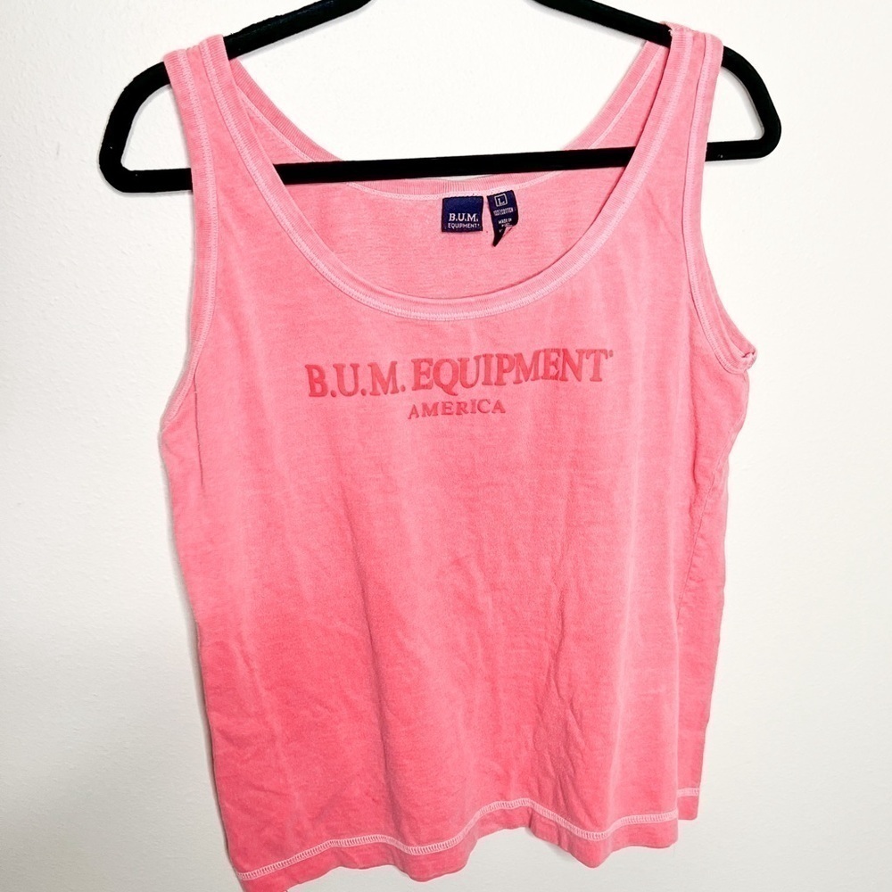 VTG Y2K 90’s B.U.M. Equipment Pink Tank Top Size Large 100% Cotton Women’s